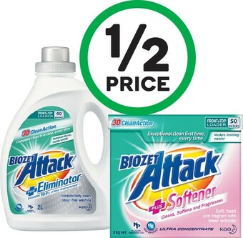 Woolworths Biozet Attack Plus Laundry Liquid 2 Litre or Powder 2 kg offer