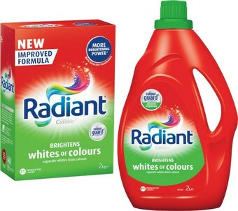 Coles Radiant Laundry Liquid 2 Litre or Powder 2kg offer