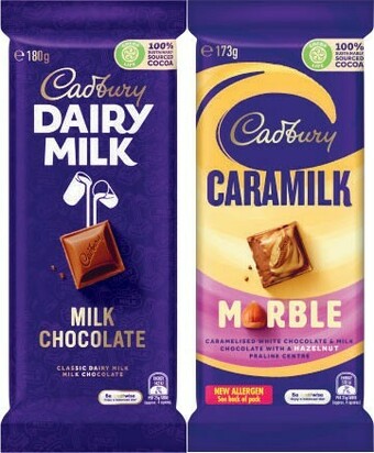 Coles Cadbury Family, Marvellous Creations or Bubbly Block Chocolate 160g-190g offer