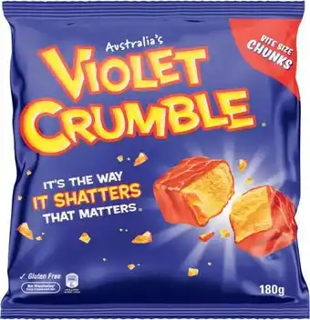 Coles Violet Crumble Choc Honeycomb Bag 180g offer