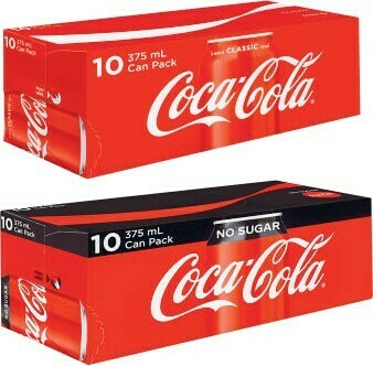Coles Coca-Cola, Fanta or Sprite Soft Drink 10x375mL offer