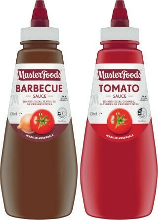 Coles Masterfoods Squeezy Tomato or Barbecue Sauce 500mL offer