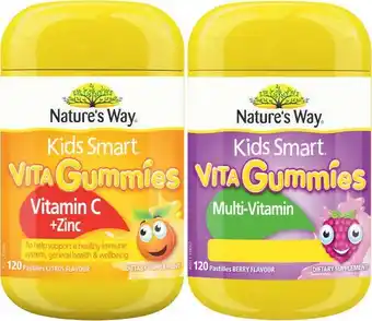Coles Natureu2019s Way Kids Smart Gummies Multi-Vitamin + Vegies or Kids Smart Vita Gummies Vitamin C + Zinc 120 Pack^ offer