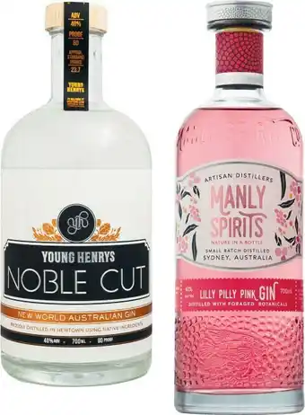 Coles Young Henrys Noble Cut Gin Manly Spirits Lilly Pilly Pink Gin offer