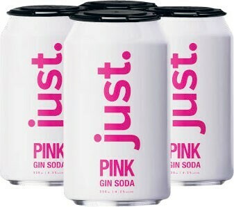 Coles Just Drinks Pink Gin Soda Cans 4x330mL offer