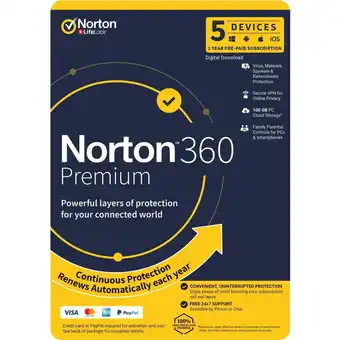 JB Hi-Fi Norton 360 Premium (5-Device, 12-Month) [Digital Download] offer