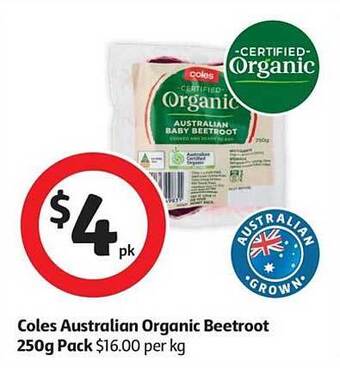Coles Australian Organic Beetroot 250g Pack