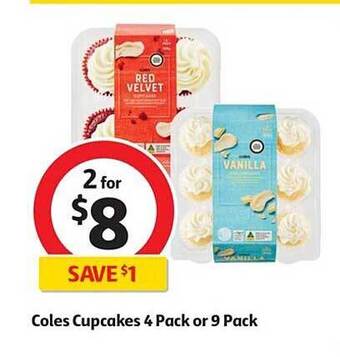 Coles Coles Cupcakes 4 Pack Or 9 Pack offer