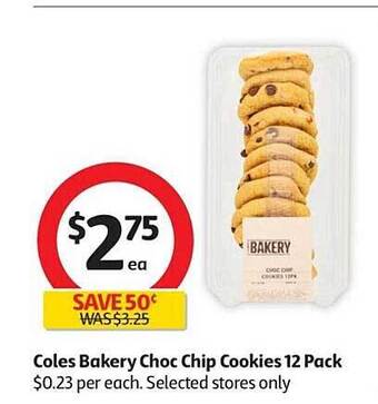 Coles Coles Bakery Choc Chip Cookies 12 Pack offer