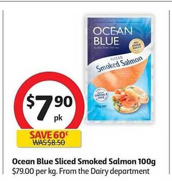 Coles Ocean Blue Sliced Smoked Salmon 100g offer