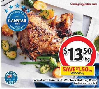 Coles Coles Australian Lamb Whole Or Half Leg Roast offer