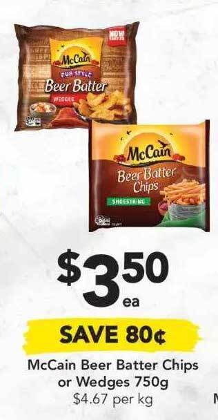 Drakes Mccain Beer Batter Chips Or Wedges 750g offer