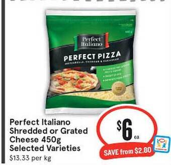 IGA Perfect Italiano Shredded Or Grated Cheese 450g offer