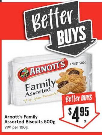 IGA Arnott's Family Assorted Biscuits offer