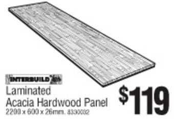 Laminated Acacia Hardwood Panel 2200 x 600 x 26mm