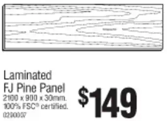 Bunnings Laminated FJ Pine Panel 2100 x 900 x 30mm offer