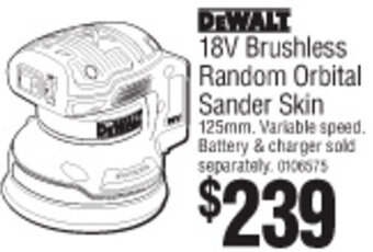 18V Brushless Random Orbital Sander Skin