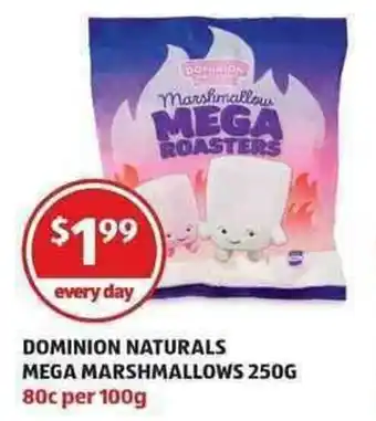 ALDI Dominion Naturals Mega Marshmallows 250g offer