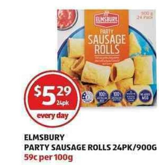 Elmsbury Party Sausage Rolls 24pk/900g offer at ALDI