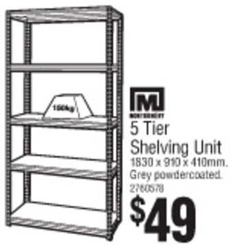 Bunnings 5 Tier Shelving Unit 1830 x 910 x 410mm offer