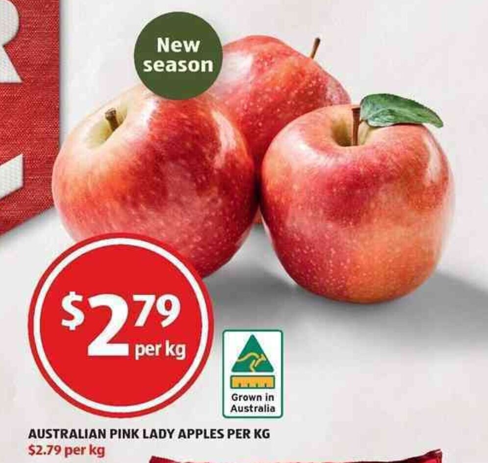 Australian Pink Lady Apples per kg offer at ALDI