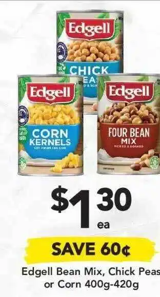 Drakes Edgell Bean Mix, Chick Peas Or Corn 400g-420g offer