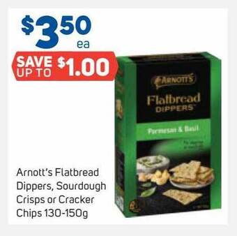 Foodland Arnott's Flatbread Dippers, Sourdough Crisps Or Cracker Chips 130-150g offer