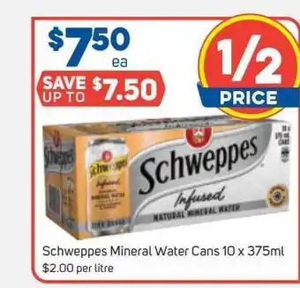 Foodland Schweppes Mineral Water Cans 10 X 375ml offer