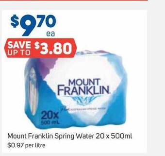 Foodland Mount Franklin Spring Water 20 X 500 Ml offer
