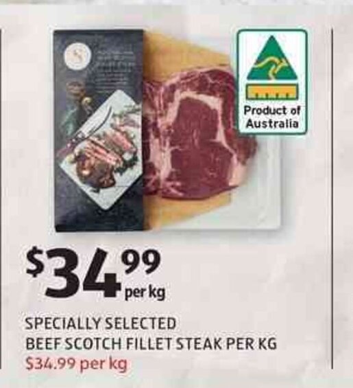 Specially Selected Beef Scotch Fillet Steak per kg offer at ALDI