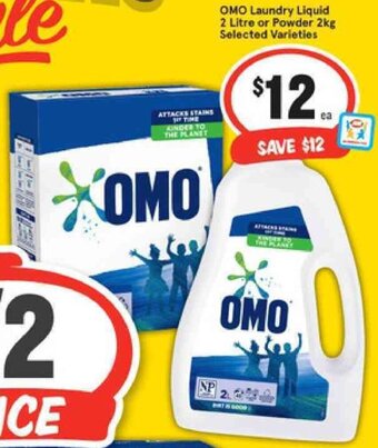 IGA OMO Laundry Liquid 2 LItre or Powder 2kg offer