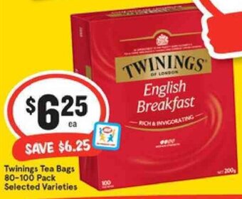 IGA Twinings Tea Bags 80-100 Pack offer