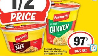 IGA Fantastic Cup or Bowl Noodles 70-85g offer