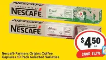 IGA Nestcafé Farmers Origins Coffee Capsules 10 Pack offer