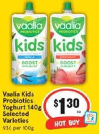 IGA Vaalia Kids Probiotics Yoghurt 140g offer