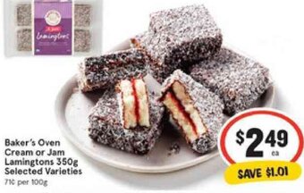 IGA Baker's Oven Cream or Jam Lamingtons 350g offer