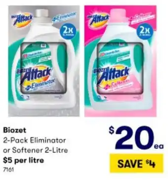 BIG W Biozet 2-Pack Eliminator or Softener 7161 offer