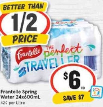 IGA Frantelle Spring Water 24x600ml offer