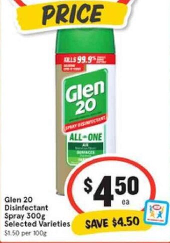 IGA Glen 20 Disinfectant Spray 300g offer