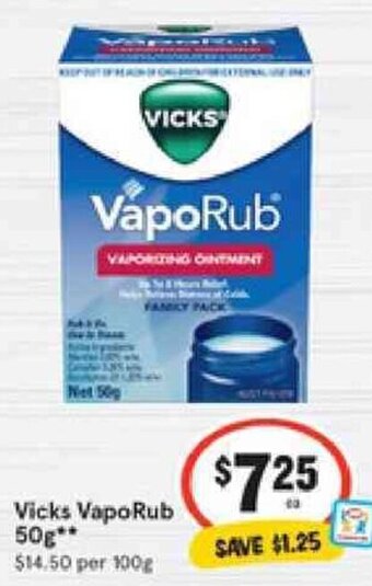 IGA Vicks VapoRub 50g offer