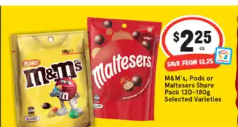 IGA M&M's, Pods or Maltesers Share Pack 120-180g offer