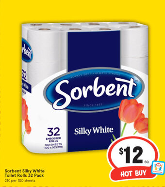 IGA Sorbent Silky White Toilet Rolls 32 Pack offer