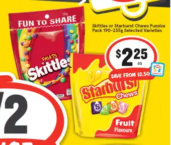 IGA Skittles or Starburst Chews Funsize Pack 190-235g offer