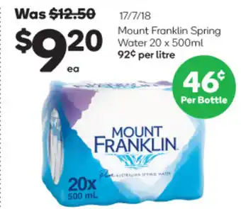 Woolworths Mount Franklin Spring Water 20x500ml offer