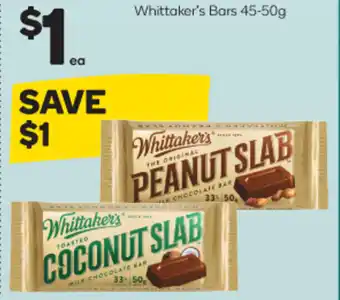 Woolworths Whittaker's Bars 45-50g offer