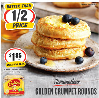 IGA Golden Crumpet Rounds 6 Pack Selected Varieties offer