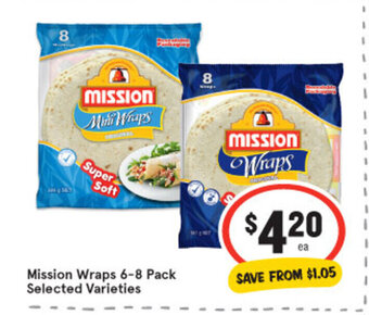 IGA Mission Wraps 6-8 Pack offer