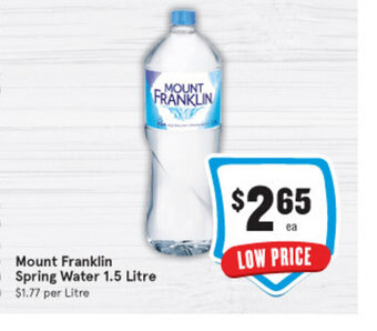 IGA Mount Franklin Spring Water 1.5 Litre offer