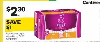 Woolworths Poise Liners Light Absorbency offer