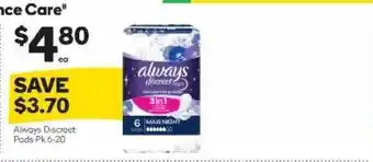 Woolworths Always Discreet Pads offer